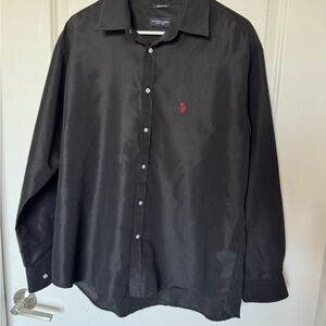 U.S. Polo Assn. Black Dress Shirt with Red Logo